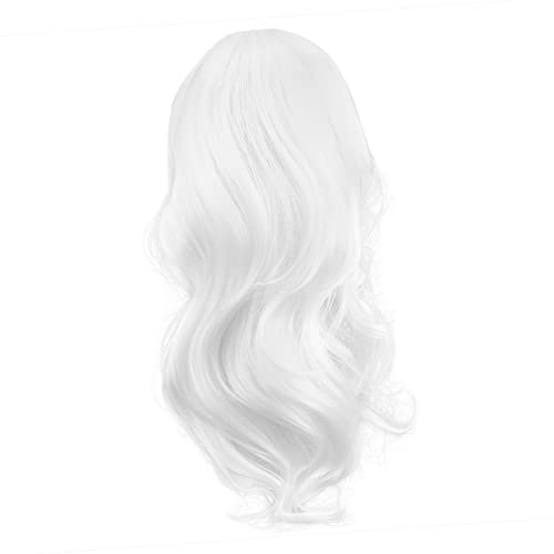 NIYANGLE Lange Lockige Perücke Für Weiß Hitzebeständig Für Cosplay Und Partys Atmungsaktives Material Zu Tragen Stilvolle Frisur Für Halloween Und Kostümpartys von NIYANGLE