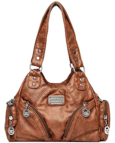 NIYUTA® Damenhandtasche Ledertaschen Umhängetaschen Henkeltaschen Hobo Bag Damen Weiche Tasche PU-Leder, Grau, 29 * 11 * 22CM, Handtaschen Gelbliches Braun von NIYUTA