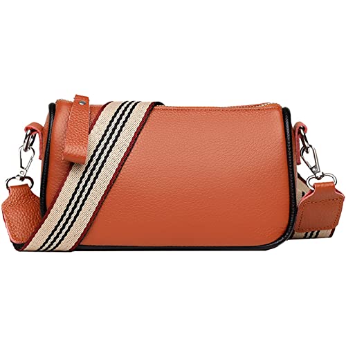 NIYUTA®Leder umhängetasche Damen Moderne Taschen mit breitem Schultergurt Brusttasche Damen klein Crossbody Bag oder hüfttasche Damen Orange von NIYUTA