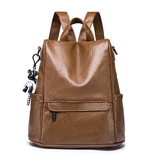 NIYUTA Anti Diebstahl Rucksack Frauen Tagesrucksack Damen Taschen Reise Ledertasche Braun von NIYUTA