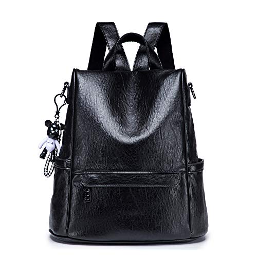 NIYUTA Anti Diebstahl Rucksack Frauen Tagesrucksack Damen Taschen Reise Ledertasche Schwarz von NIYUTA