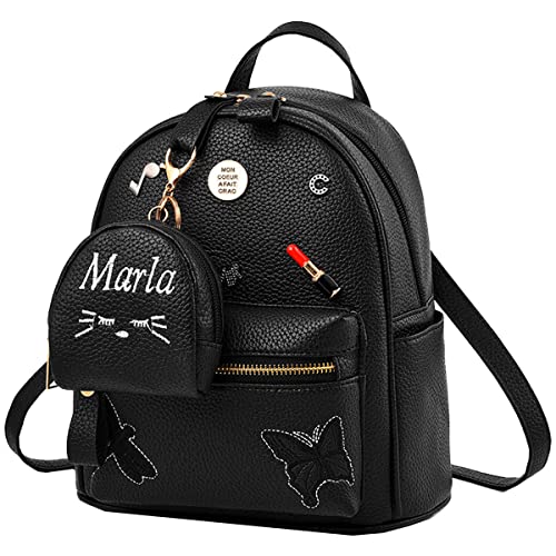 NIYUTA Damen Rucksack Mode Mini Tasche Lässig wild Rucksack wasserdicht Leichtigkeit Weich PU Leder Rucksack Schwarz von NIYUTA