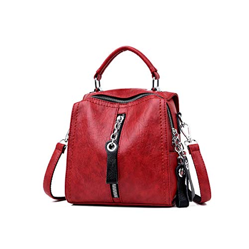 NIYUTA Mini Vielseitentaschen für Frauen Weiche Lederschultertaschen Rucksäcke Rot von NIYUTA