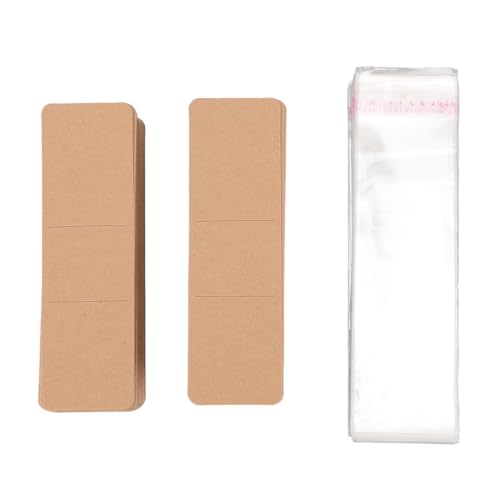 NIZUUONE Lesezeichenhülsen -Set, 200pcs Set Kraftpapier PE Leere Lesezeichen Anzeigekarte und Transparente Selbstklebstofftasche für Handcraft von NIZUUONE