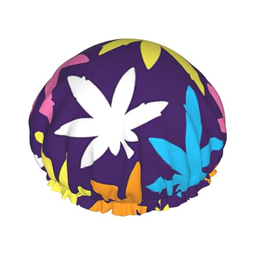 Bunte Duschhaube mit Unkrautmuster, weiche Duschhaube für Damen und Herren, wiederverwendbar, leichter Hut und Badehaarkappe von NImongt