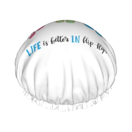 Flip Flops Kalligraphie Strandschuhe Druck Weiche Duschhaube für Damen Herren Wiederverwendbare Mütze Leichte Mütze und Badehaarkappe von NImongt