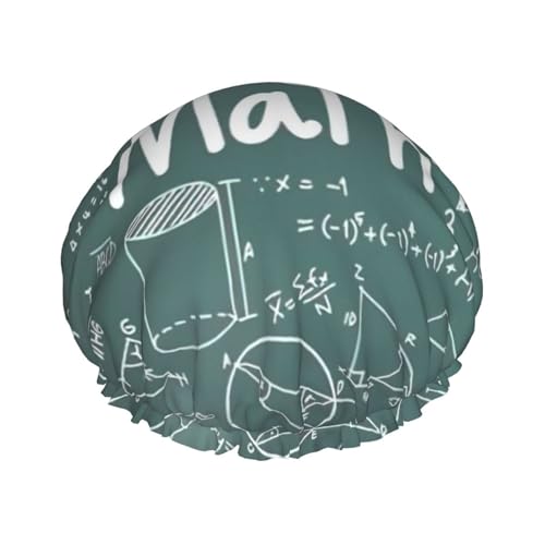 Formulas Shapes Theory Mathematikunterricht Wortdruck weiche Duschhaube für Damen und Herren, wiederverwendbar, leichter Hut und Badehaarkappe von NImongt