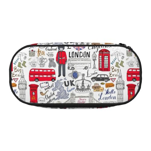 NImongt Federmäppchen mit Aufdruck "I Love London", für Schule, Make-up, Reisen, Büro, Unterricht, Schwarz , Einheitsgröße, Taschen-Organizer von NImongt