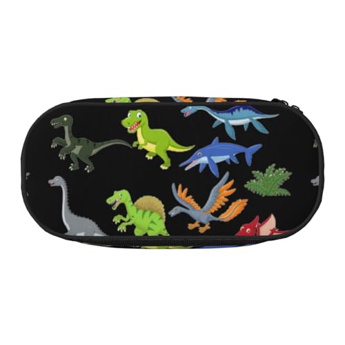 NImongt Federmäppchen mit Cartoon-Dinosaurier-Bildern, stilvolles Federmäppchen, Schulbedarf, Make-up, Aufbewahrung, Reisen, Büro, Klasse, Schwarz , Einheitsgröße, Taschen-Organizer von NImongt