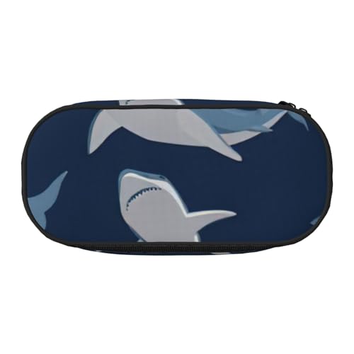 NImongt Federmäppchen mit Cartoon-Hai-Druck, für Schule, Make-up, Reisen, Büro, Klasse, Blau, Schwarz , Einheitsgröße, Taschen-Organizer NImongt Federmäppchen mit Cartoon-Hai-Druck, für Schule, Make-up, Reisen, Büro, Klasse, Blau, Schwarz , Einheitsgröße, Taschen-Organizer von NImongt