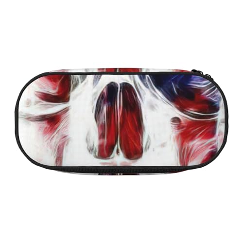 NImongt Federmäppchen mit amerikanischer Flagge, Totenkopf-Aufdruck, für Schule, Make-up, Reisen, Büro, Klasse, Schwarz , Einheitsgröße, Taschen-Organizer von NImongt