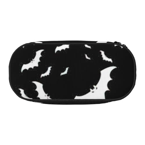 NImongt Federmäppchen mit fliegenden Fledermäusen im Halloween-Stil, für Schule, Make-up, Reisen, Büro, Unterricht, Schwarz , Einheitsgröße, Taschen-Organizer von NImongt