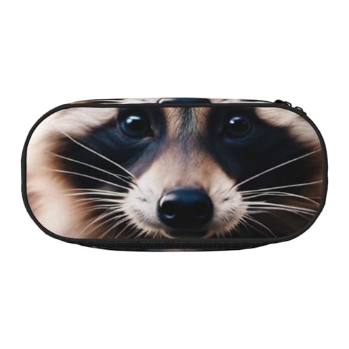 NImongt Federmäppchen mit niedlichem Waschbär-Aufdruck, für Schule, Make-up, Reisen, Büro, Klasse, Schwarz , Einheitsgröße, Taschen-Organizer von NImongt