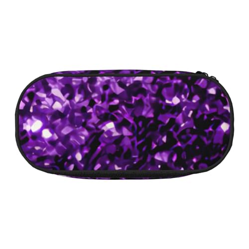 NImongt Schönes Federmäppchen mit violettem Glitzer-Druck, für Schule, Make-up, Reisen, Büro, Klasse, Schwarz , Einheitsgröße, Taschen-Organizer von NImongt