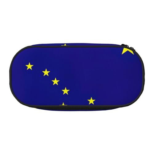 NImongt Stilvolles Federmäppchen mit Alaska-Staatsflaggen-Druck, für Schule, Make-up, Reisen, Büro, Unterricht, Schwarz , Einheitsgröße, Taschen-Organizer von NImongt