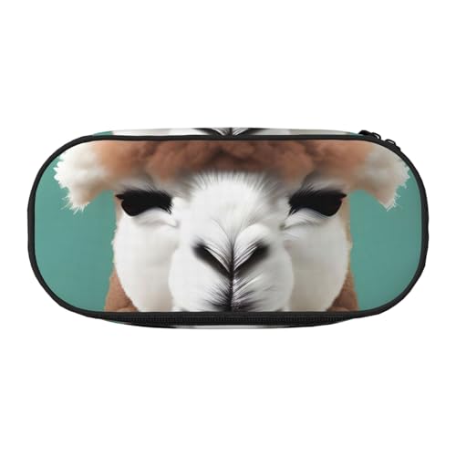 NImongt Stilvolles Federmäppchen mit Alpaka-Lama-Druck, für Schule, Make-up, Reisen, Büro, Unterricht, Schwarz , Einheitsgröße, Taschen-Organizer von NImongt