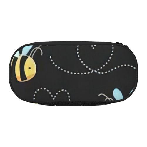 NImongt Stilvolles Federmäppchen mit Bienen-Motiv, für Schule, Make-up, Reisen, Büro, Unterricht, Schwarz , Einheitsgröße, Taschen-Organizer NImongt Stilvolles Federmäppchen mit Bienen-Motiv, für Schule, Make-up, Reisen, Büro, Unterricht, Schwarz , Einheitsgröße, Taschen-Organizer von NImongt