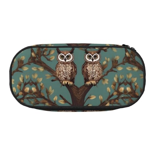 NImongt Stilvolles Federmäppchen mit Eulen-Motiv und Ästen, für Schule, Make-up, Reisen, Büro, Unterricht, Schwarz , Einheitsgröße, Taschen-Organizer von NImongt