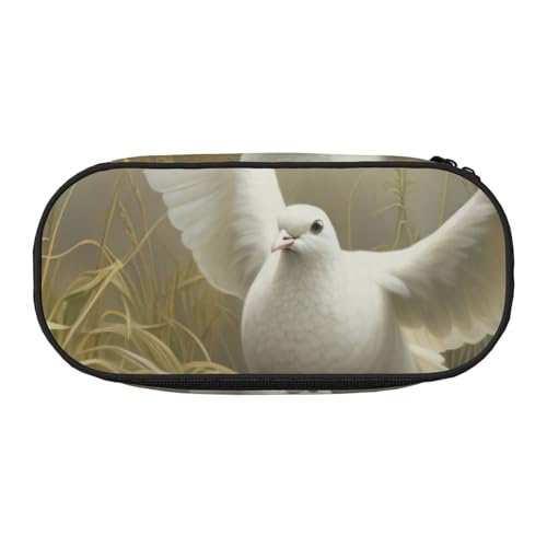 NImongt Stilvolles Federmäppchen mit Gras- und Tauben-Druck, für Schule, Make-up, Reisen, Büro, Unterricht, Schwarz , Einheitsgröße, Taschen-Organizer von NImongt