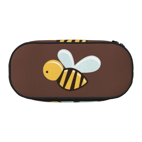 NImongt Stylisches Federmäppchen mit Cartoon-Bienen-Druck, für Schule, Make-up, Reisen, Büro, Klasse, Schwarz , Einheitsgröße, Taschen-Organizer von NImongt