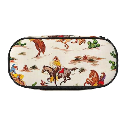 NImongt Stylisches Federmäppchen mit Cowboy-Aufdruck, für Schule, Make-up, Reisen, Büro, Unterricht, Schwarz , Einheitsgröße, Taschen-Organizer von NImongt