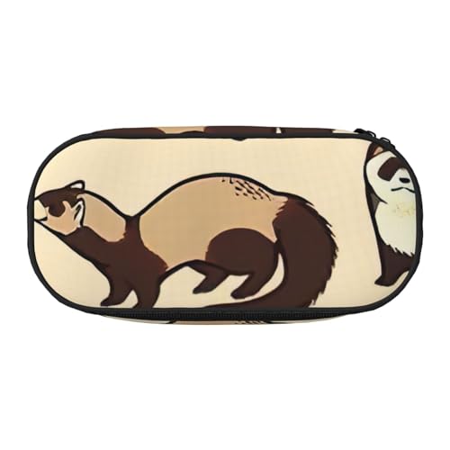 NImongt Stylisches Federmäppchen mit Frettchen-Aufdruck, für Schule, Make-up, Reisen, Büro, Unterricht, Schwarz , Einheitsgröße, Taschen-Organizer von NImongt