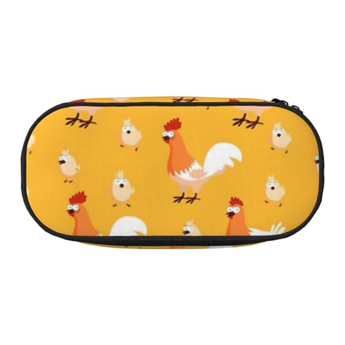 NImongt Stylisches Federmäppchen mit Hühnerküken-Motiv, für Schule, Make-up, Reisen, Büro, Unterricht, Schwarz , Einheitsgröße, Taschen-Organizer von NImongt