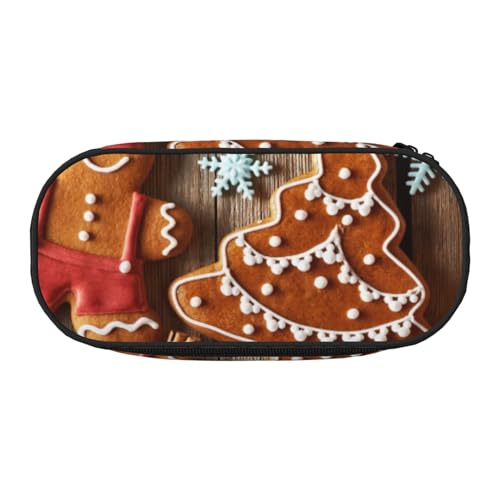 NImongt Stylisches Federmäppchen mit Lebkuchenmotiv, für Schule, Make-up, Reisen, Büro, Unterricht, Schwarz , Einheitsgröße, Taschen-Organizer von NImongt