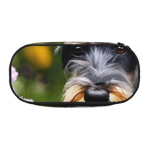 NImongt Stylisches Federmäppchen mit Schnauzer-Aufdruck, für Schule, Make-up, Reisen, Büro, Klasse, Schwarz , Einheitsgröße, Taschen-Organizer von NImongt