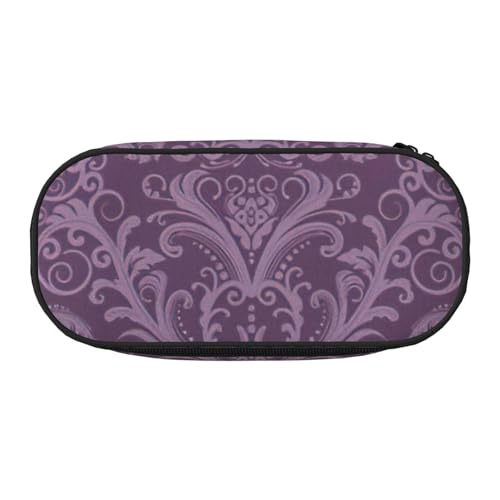 NImongt Stylisches Federmäppchen mit violettem Aufdruck, für Schule, Make-up, Reisen, Büro, Klasse, Schwarz , Einheitsgröße, Taschen-Organizer von NImongt