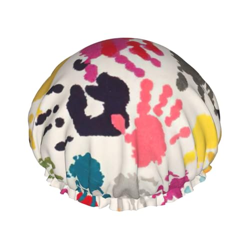 Weiche Duschhaube mit Handdruck, für Damen und Herren, wiederverwendbarer Hut, leichter Hut und Badehaarkappe von NImongt