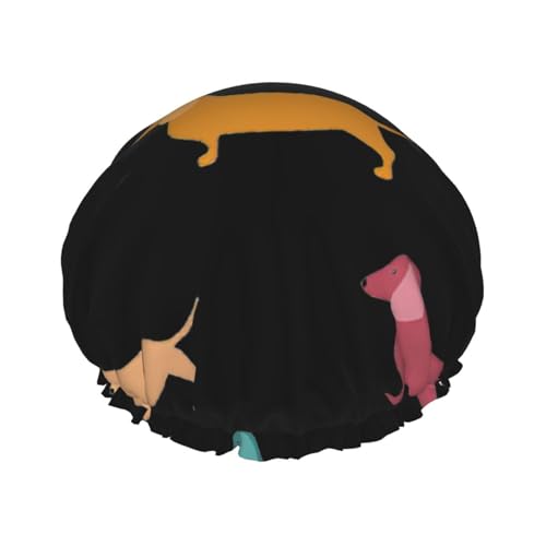 Weiche Duschhaube mit niedlichem Dackel-Motiv, für Damen und Herren, wiederverwendbar, leichter Hut und Badehaarkappe von NImongt