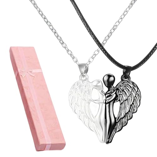 NJCXOLA 2 Stück Herz Pärchen Halskette, Magnetische Halskette für Pärchen, für Freund Freundin Ehemann Ehefrau Bester Freund Geburtstag Muttertag Valentinstag von NJCXOLA
