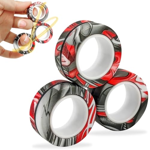3 Stücke Magnetische Ringe Fidget Toys,Anti Stress Fidget Toys,Fidget Magnet Ringe Pack Tolles Geschenk,Adhs Magische Fingerring Spielzeug Sets,Für Erwachsene Teenager Kinder,Stress Erwachsene von NJCXOLA