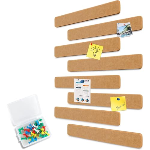 Filz Pinnwand Selbstklebend, 6 Stück Pinnwand Bar mit 35 Pinnnadeln, Streifen Filzboard Memotafeln Fotos Filzplatte Memo Boards Bulletin Board für Büro Küche von NJCXOLA