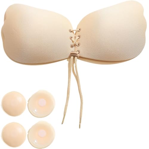 Klebe BH Push Up,Trägerloser BH,Wiederverwendbare Unsichtbar Silikon Rückenfreier BH Haut Freundlich Selbstklebend BH,für Abendkleid Brautkleid Badeanzug und Andere Rückenfreie Kleidung（Cup-Größe: C） von NJCXOLA