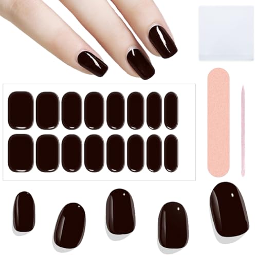NJCXOLA 16 PCS Gel Nagellack Aufkleber, Nagelsticker Wraps Erforderlich Cured Gel Nail Strips Nagelaufkleber UV / LED-Lampe mit Nagelfeile und Stick für Frauen Mädchen Nageldekoration von NJCXOLA