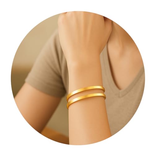 NJCXOLA 2 Stück Armband Damen Gold 14K Öffnung Vergoldet Edelstahl Ketten Verstellbare Wasserdichter Gold Schmuck für Damen(Breite 6mm, 4mm) von NJCXOLA
