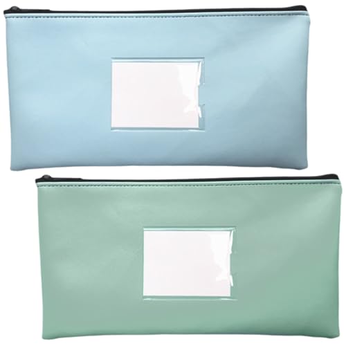 NJCXOLA 2 Stück Banktaschen aus Kunstleder 28.5x15 cm Geldtasche für Dokumente Geldmappe für Business,Haushalt,Schule von NJCXOLA