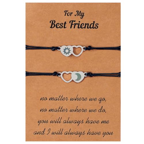 NJCXOLA 2 Stück Geschenk für Freunde/Schwester/Mutter Tochter Herzförmiges Edelstahl Armband Freundschafts Armband Muttertag Geburtstag Geschenk für Mutter Tochter Freund Schwester von NJCXOLA