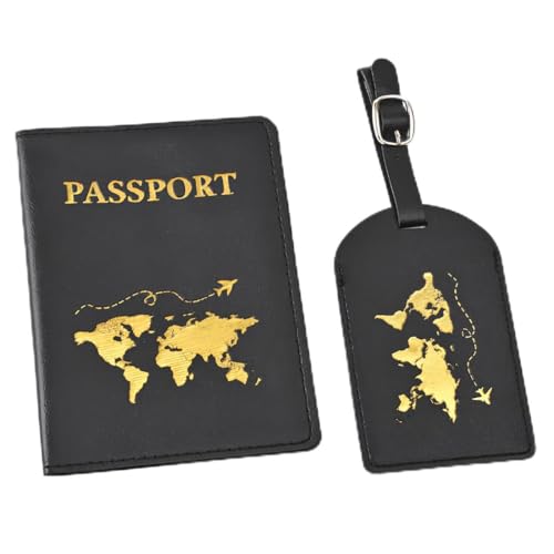 NJCXOLA 2 Stück Reisepasshülle Gepäckanhänger, PU Leder Reisepasshülle, Passport Hülle, Passport Holder mit Mehreren Slots für Damen Herren, Halter Reisepass Urlaub Must Haves von NJCXOLA