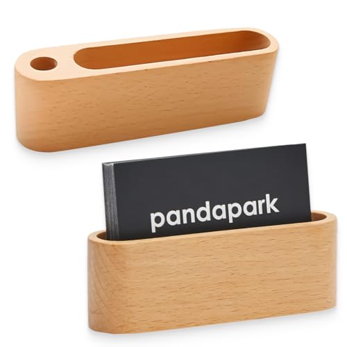 NJCXOLA 2 Stück Visitenkartenhalter Holz, Visitenkartenständer Display Ständer Desktop Visitenkarte Organizer Bürozubehör, Business Card Holder, für Ausstellung, Zuhause & Büro (Holzfarbe) von NJCXOLA