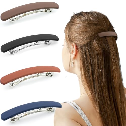 NJCXOLA 4 Stück Haarspangen Damen Dünnes Haar,Automatische Haarspangen Vintage,Französische Haarspangen Damen für Dünnes Haar und Dickes Haar,lang Basic Hair Clip Set Für Damen von NJCXOLA