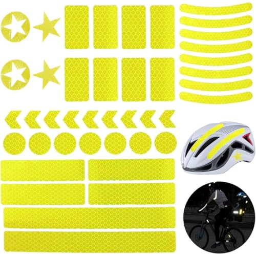 NJCXOLA 42 Stück Fahrrad Reflektoren Aufkleber Set,Fahrrad Felgen Aufkleber fahrrad,Reflektoren Fahrrad Sticker mit Verschiedenen Formen,Reflektierende Aufkleber für Fahrrad,Motorräder,Kinderwagen von NJCXOLA