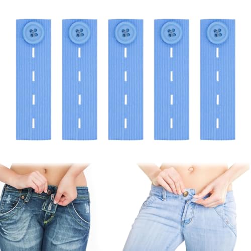 NJCXOLA 5 Stück Hosenbunderweiterung Knopf Taille, Taillenverlängerungen Einstellbar Jeans Taille Erweiterung Knopf Bund-Expanders Knopfverlängerung für Hosen Jeans Röcke Umstandshose(Blau) von NJCXOLA