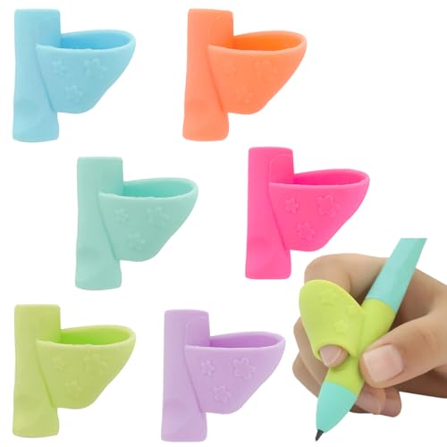 NJCXOLA 6 pcs Schreibhilfe für Stift Kinder, Ergonomische Bleistift Griffe Silikon pencil grips for kids Schreiben Haltungskorrektur Werkzeug für Bleistifte (6 Farben) von NJCXOLA