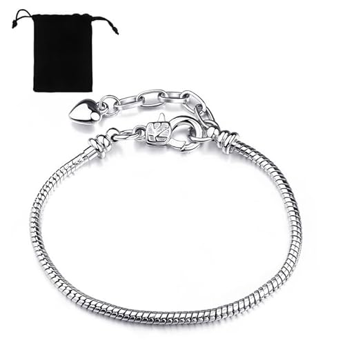 NJCXOLA Armband Damen Silber Karabinerverschluss DIY Armband Verstellbare Armkette Charm Armband Schlangenkette Armbänder für Damen Herren Silber Armband Schmuckgeschenke von NJCXOLA