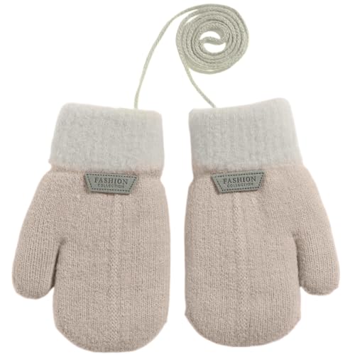 NJCXOLA Baby Handschuhe Fäustlinge Winter, Kinder Warm Strickhandschuh Weich Niedlicher Handschuhe mit Schlüsselband für 0-3 Jahre Mädchen Junge von NJCXOLA