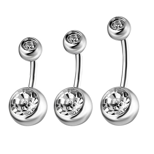 NJCXOLA Bauchnabelpiercing 14G 10/12/14mm Piercing Bauchnabel Chirurgenstahl CZ Perle Diamant Bauchpiercing Nabelpiercing Piercing Schmuck für Damen Herren von NJCXOLA