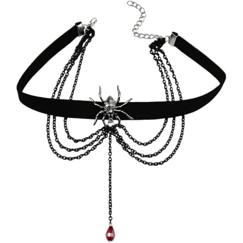 NJCXOLA Damen Gothic Halskette und Armband Set Spitzenarmband Choker Modeaccessoires für Party und Abend Vampir Halskette und Armband Ideal zum Verschenken von NJCXOLA